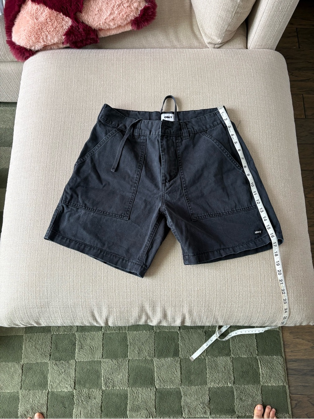 Obey Men’s Black Cargo Shorts with Front Utility Pockets